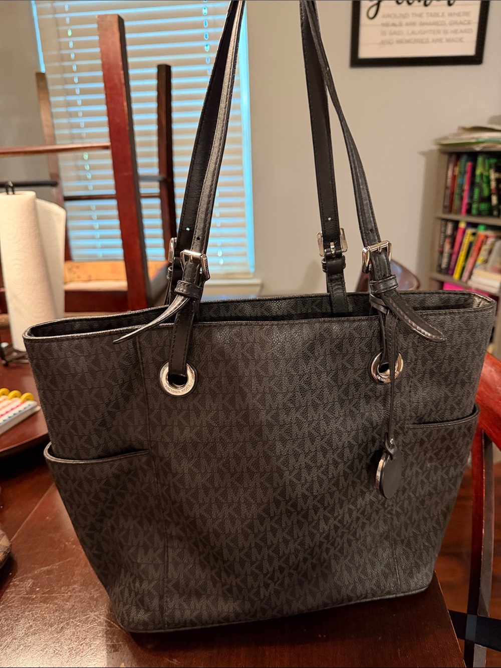 Michael Kors Charcoal/Black Logo Double-Handle Tote